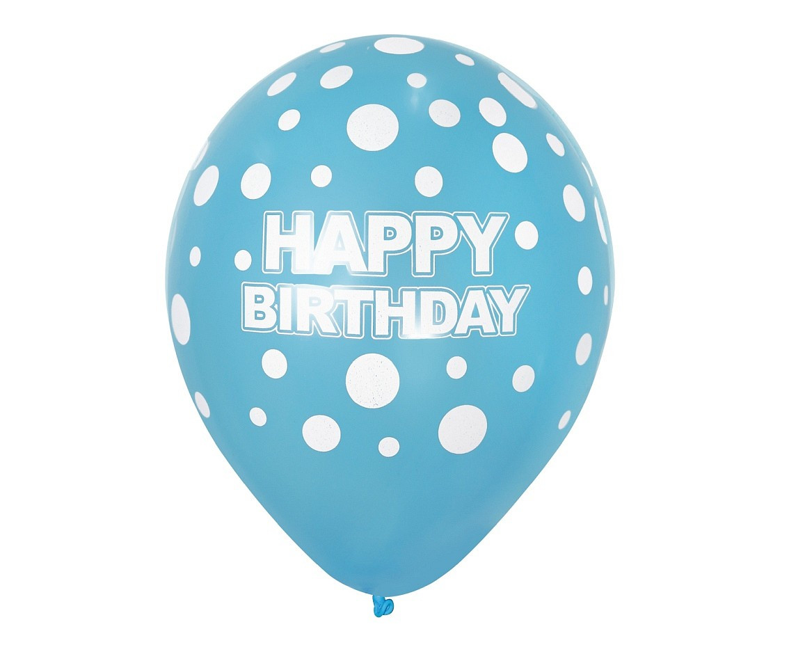 Balloons B&C 12", Happy Birthday blue, 10pcs